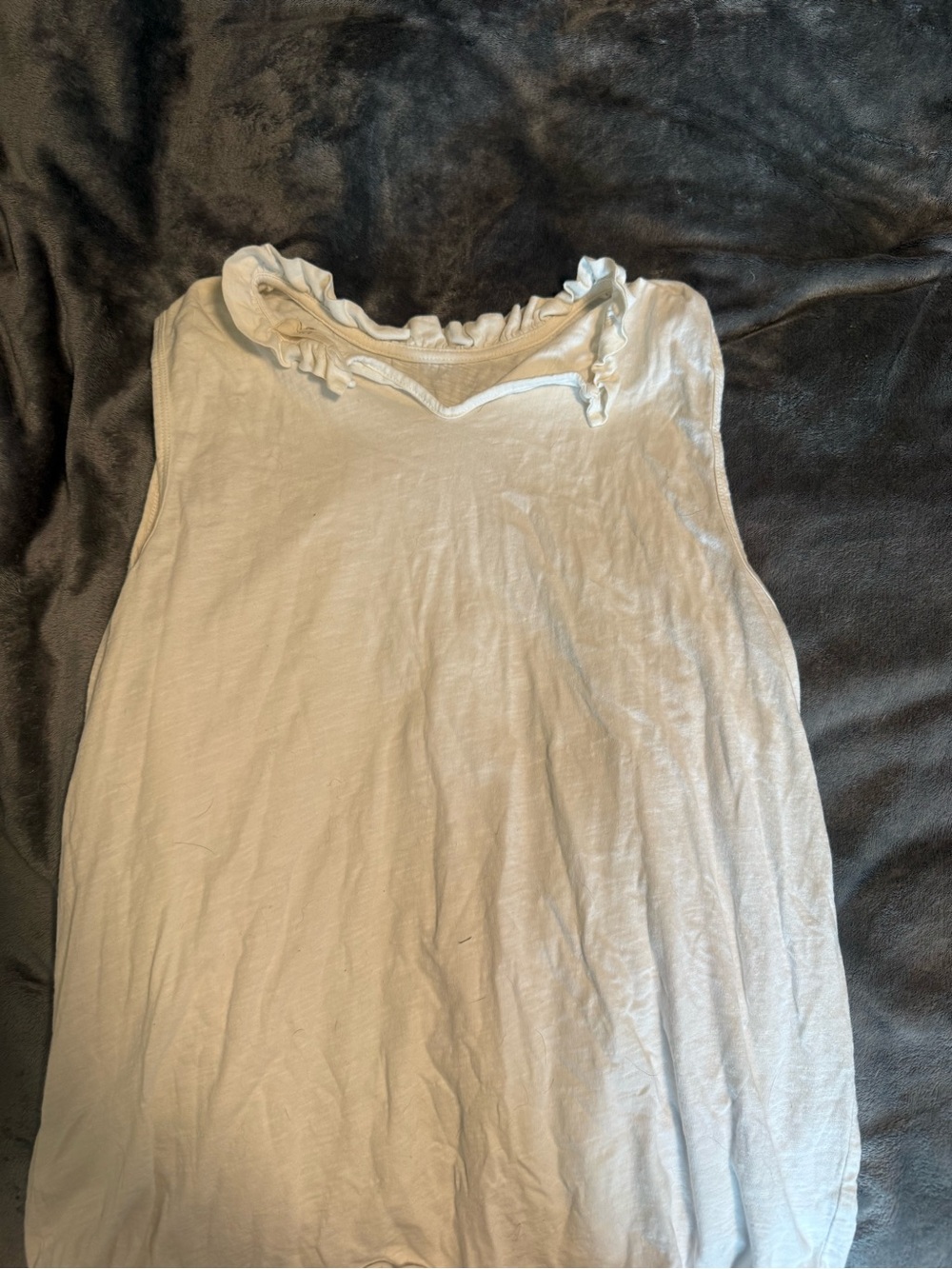 T.La Light Ruffle Neck Sleeveless Tank - White